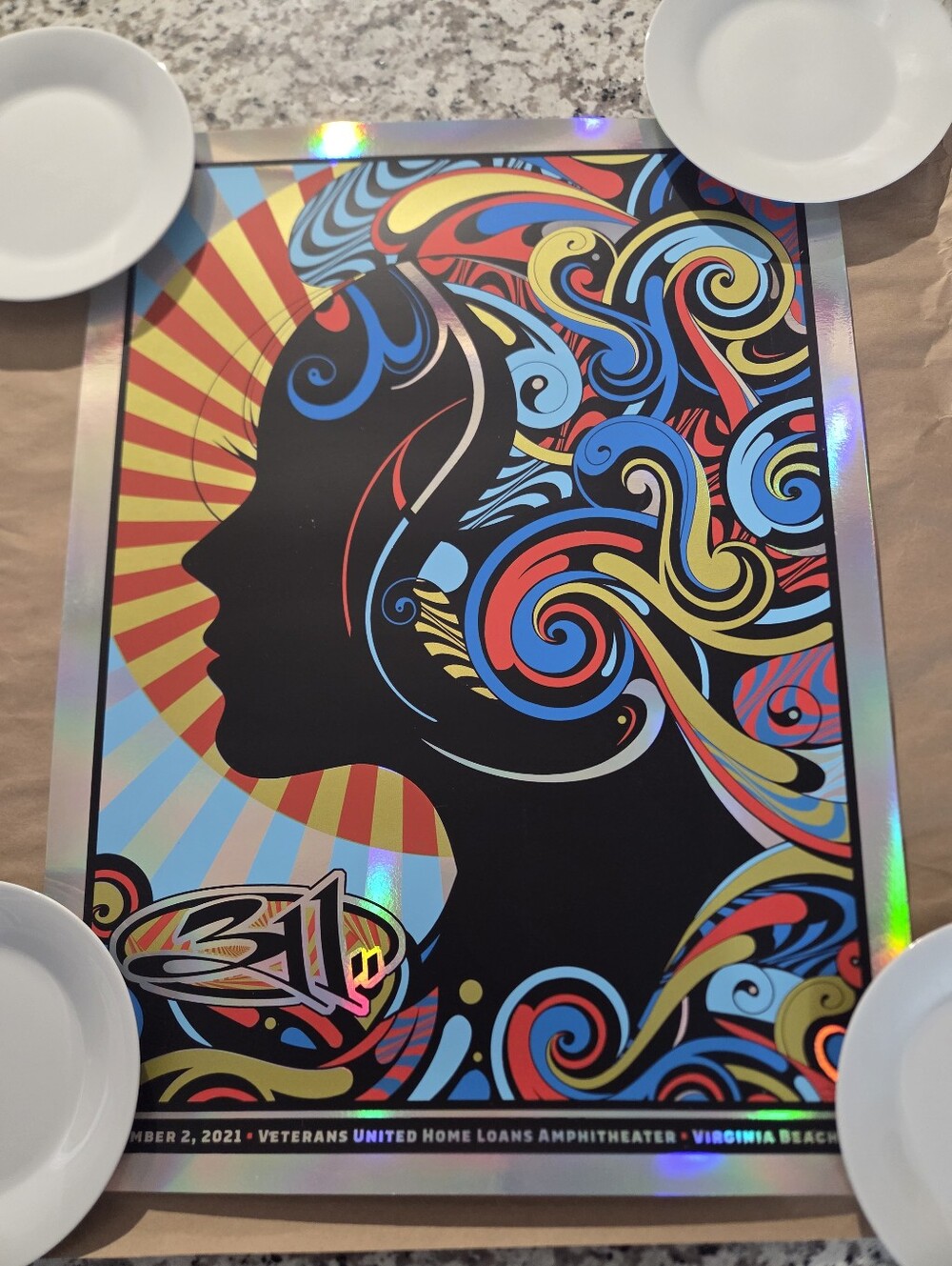 311 Concert Poster Virginia Beach Amphitheater 2021 Foil 44/50 Show Edition